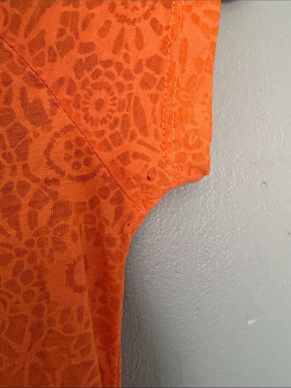 Derek Heart Boho Floral Strappy Lattice Back Sheer Orange Lace Tee S - Picture 9 of 9